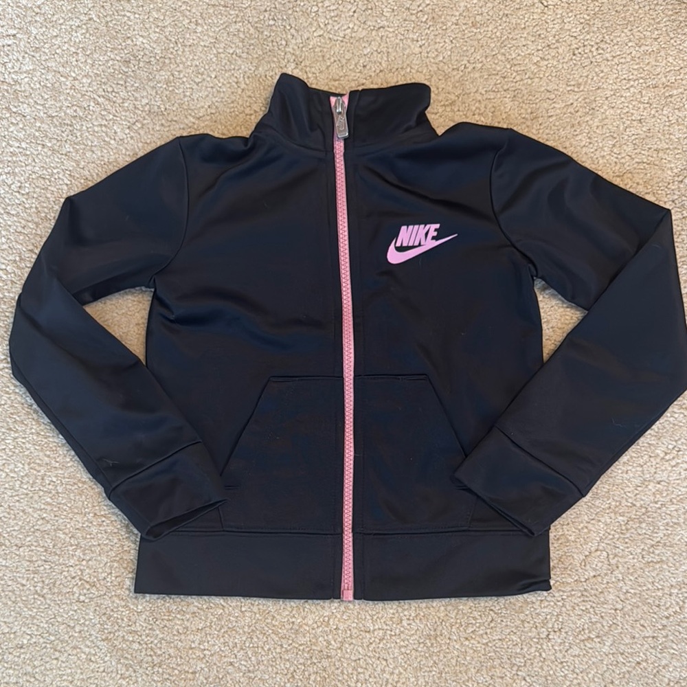 Nike Black and Pink Sporty Zip-Up Jacket